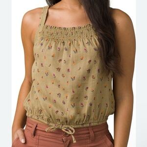 Prana Women's -Sweet Grass Meadow Olive Green Floral California dreaming 2 piece
